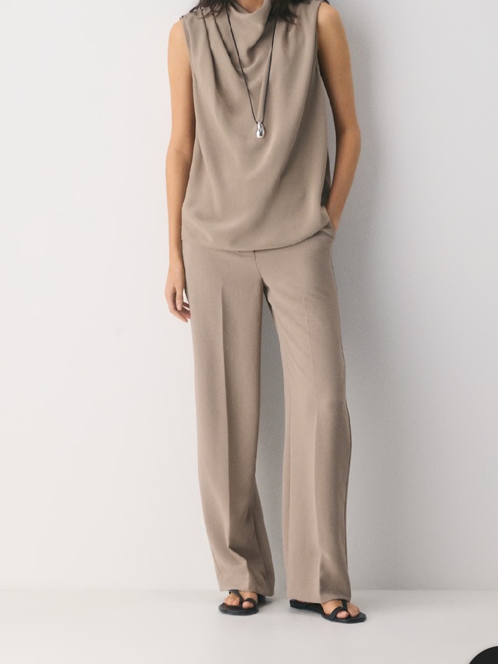 Aritzia Wilfred Limitless Pant - Dark brown High-Rise Wide-Leg Pants in crepette